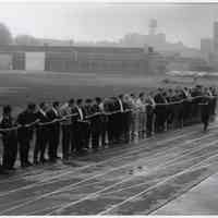 B+W prints, 3, of Hoboken Police Dept. training of officers & auxilary officer in riot control, Hoboken, 1970-1971.