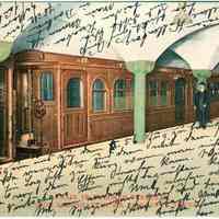          Digital image of Hudson & Manhattan R.R. postcard titled: Train in Hoboken Terminal, Hudson & Manhattan R.R. Company's Tunnel. No date, ca. 1908. picture number 1
   