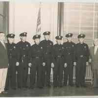 Color copy photo of a B+W group photo of the graduation of the Sergeants School, Hoboken Police Department, Hoboken, no date, ca. 1950