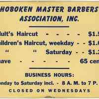          price card 2: front (prices were probably from 1954-1962)
   