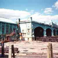 Color photo of the NJ Transit Terminal eastern facade, Hoboken 1989.