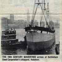 News column with photo of Wavertree arriving in Hoboken, June 1981.