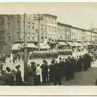 B+W photo of Washington St. parade at 5th St., Hoboken, n.d., ca. 1915-1920.