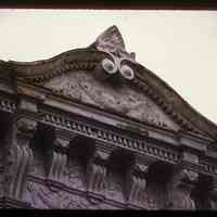          Color slide of close-up view of pediment, cornice, dentils and brackets at 702 Willow on the NW corner with 7th picture number 1
   