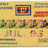          5: ticket, NY Waterway, Monthly Commutation, July 1995
   