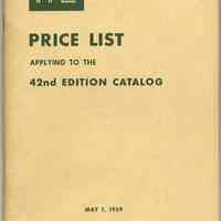 K&E Price List Applying to the 42nd Edition Catalog. May 1, 1959.