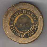 Box: Solidhed Thumb Tacks. The Solidhed Co., Hoboken, N.J. N.d, ca.1920s.