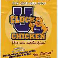 Menus: Cluck-U Chicken, 112 Washington St., Hoboken. N.d., issued 2009-2010.