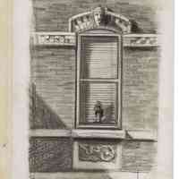 Greyscale Illustration of Windowsill by Kevin McCloskey, circa 1986