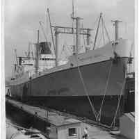 B+W photo of the S.S. President Hayes starboard bow view, Hoboken, no date, ca. 1940.