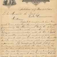 Letter from Mayor H.L. Timken, Hoboken, to Board of Water Commissioners, March 30 1885 re water pressure complaints against the Hackensack Water Co.