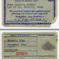          7: wallet card, Certificate of Satisfactory Service, U.S.N., World War II
   