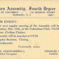 Postcard: Knights of Columbus, Hoboken, NJ