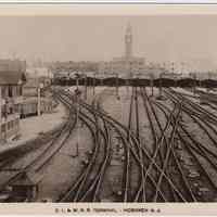 Photo postcard of the Delaware, Lackawanna & Western Railroad Terminal, Hoboken, N.J., n.d., ca. 1907-1909.