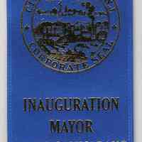 Ribbon badge: Inauguration Mayor Peter Cammarano, July 1st, 2009.