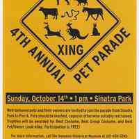 Poster: 4th Annual Pet Parade. Sinatra Park, (Hoboken.) October 14, 2007.