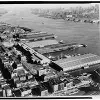 Digital image of aerial view of Port Authority Piers looking northeast, Hoboken, no date, circa 1963.