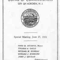 Summary of Minutes. Board of Commissioners, Hoboken. Special Meeting [granting liquor licenses], June 27, 1951.