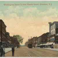 Color postcard: Washington Street South From Fourth Street, Hoboken, circa 1908.