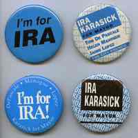 Button, political campaign, 4: Ira Karasick & City Council slate, Hoboken, 1993.