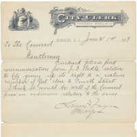          Digital image, holographic document: Letter from Mayor Lawrence Fagan to City Council re waterfront at Hudson Square, 4th Street, June 14, 1889. picture number 3
   