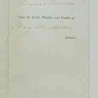          Letters of Administration granted to James Miller upon the Goods, Chattels, and Credits of Mary M. Miller, Deceased. Jan. 18, 1867. picture number 1
   
