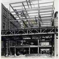 B+W photo of completed steel framework on new factory building at R. Neumann & Co., Ferry St. west of Willow Ave., Hoboken, Sept. 6, 1919.