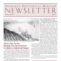 Hoboken Historical Museum Newsletter [Second Series], Volume 16, Number 4, Fall 2010.