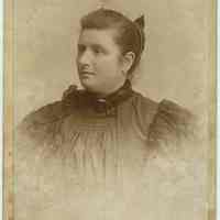 Cabinet photo of Ella Lavina Kelly Harvey (1862-1934), aunt of Mabel Bolles, Hoboken, n.d., ca. 1893-1898.