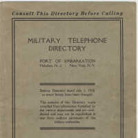          Military Telephone Directory, Port of Embarkation, Hoboken, N.J.; N.Y., N.Y. Sept. 1918. Issued by Information Office, Hoboken. picture number 103
   