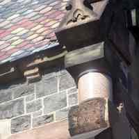          32: detail northeast corner of stone and granite work; slate roof
   