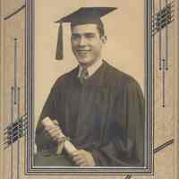 Digital image of Paul Samperi in graduation cap and gown from 1944.