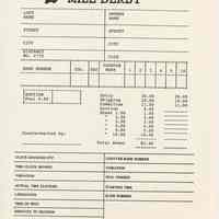 Blank form: Mile Derby; Hudson County Homing Pigeon Club, Hoboken. N.d., ca. 1985-2000.