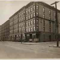 Sepia-tone photo of view of west side of Hudson St. from 12th to 11th Sts., Hoboken, n.d., ca. 1926-1932.