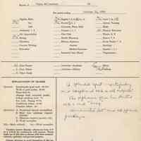 Digital images of six dated formal grade reports to parents for Paula Millenthal, tenth grade, Stevens Hoboken Academy, Hoboken, 1952-1953.