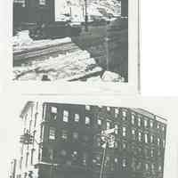 Black-and-white photocopy of two street scenes in Hoboken, no date, ca. 1970-75.