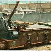 Digital image of Hudson & Manhattan R.R. postcard titled: Electric locomotive, McAdoo, Tunnel, N.Y. No date, ca. 1908.