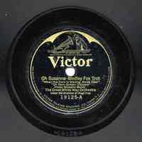 Record: Oh Susanna [Stephen Foster] -Medley Fox Trot. The Great White Way Orchestra. Victor 19125. I0 inch 78 rpm [1923].