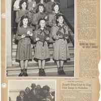          leaf 51 front: photo 1920 +clip; photo + clip glee club 1960; clipping 1921
   