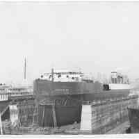 B+W photo of the S.S. Seatrain New York in dry dock no. 2, Hoboken, no date, ca. 1940.