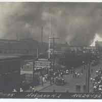 Postcard: [1921 pier fire.] Fire Pier 5, Hoboken, N.J. Aug 24-1921. 1921; unposted.