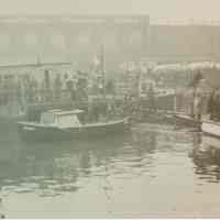 B+W candid photo of "On the Waterfront" filming in Hoboken on the piers, Hoboken, no date, ca. late 1953-early 1954.