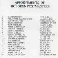          1: List of Hoboken Postmasters, 1816-1996
   
