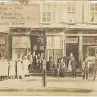          Sepia-tone photo of the exterior of the Schmalz Bakery, 527 Park Avenue, Hoboken, 1888. picture number 1
   