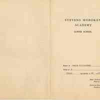 Digital images of four quarterly report cards for Paula Millenthal, 6th grade, Stevens Hoboken Academy, Hoboken, 1948-1949.