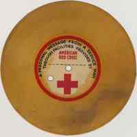 American Red Cross personal phonograph record, no date, circa early 1940-1945.