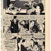 Ads, magazine: Lipton Tea, two comic style ads from 1949 women