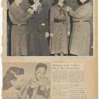          leaf 52 front: photo pin ceremony 1940s?; newsclippings 1959, 1960
   