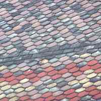          35: patterned slate roof in style of Edward Tuckerman Potter architecture
   