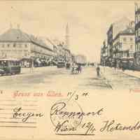 B+W Postcard: Vienna postcard sent to Prof. M. Loewy, Hoboken, NJ, 1901